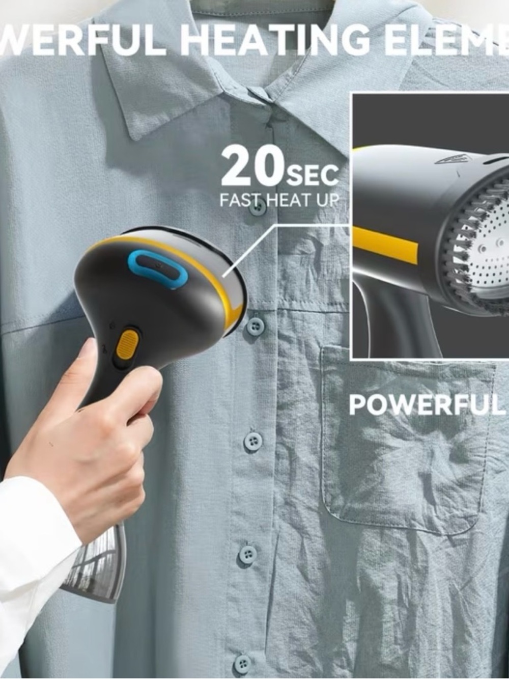 1100W Handheld Hanging Ironing Machine with 20s Fast Heating w Cleaning brush